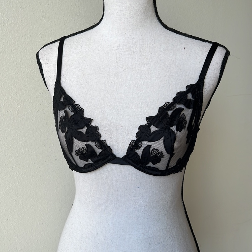 VS Sexy Floral Black Mesh Bra
